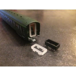 Soufflet repli&eacute; pour voiture postale OCEM 21.60m, ou DEV AO Mikadotrain/REE, &eacute;chelle N - Echelle N