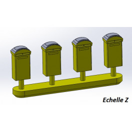 TJ-Z1117 - Boites aux lettres modernes "La Poste" - Echelle Z TJ-Z1117 - Boites aux lettres modernes "La Poste" - Echelle Z