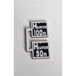  Plaques SNCF - Heurtoir 50m et Heurtoir 100m - Echelle TT