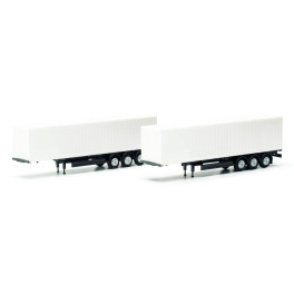 Semi-remorque porte conteneur 40" 3 essieux - 2 pièces - kit - Echelle TT Semi-remorque porte conteneur 40" 3 essieux - 2 pièces - kit - Echelle TT