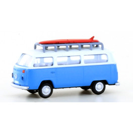 VW T2 Bus avec planche de surf, bleu/blanc