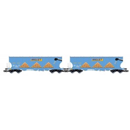 Set de 2 wagons c&eacute;r&eacute;aliers F-MSA &agrave; faces bomb&eacute;es MILLET - &eacute;poque VI - Echelle TT - acompte pour r&eacute;servation