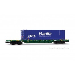 Porte-conteneurs Sgnss, vert, conteneur 45" &laquo; BARILLA&raquo;, &eacute;poque VI - Echelle  N - Acompte pour r&eacute;servation