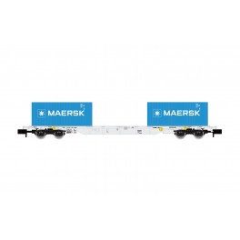 Porte-conteneurs Sgnss, gris, 2 conteneurs 20" bleus &laquo; MAERSK&raquo;, &eacute;poque VI - Echelle  N - Acompte pour r&eacute;servation
