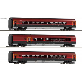 Set Railjet 1 (Arbmpz, Bmpz, Ampz), avec &eacute;clairage, &Ouml;BB, &eacute;poque VI - Echelle TT - Acompte pour r&eacute;servation