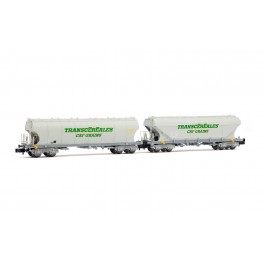 Coffret 2 c&eacute;r&eacute;aliers, SNCF, gris, logos verts Transc&eacute;r&eacute;ales - CAF Grains, &eacute;poque IV-V - Echelle  N