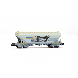 Wagon c&eacute;r&eacute;alier &agrave; faces planes, F-MISA, gris avec graffitis, MILLET, &eacute;poque VI - Echelle  N
