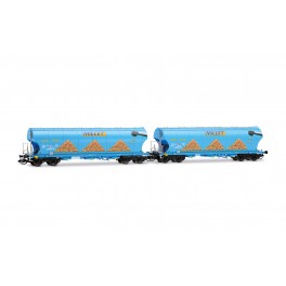 Set de 2 wagons c&eacute;r&eacute;aliers F-MSA &agrave; faces bomb&eacute;es MILLET - &eacute;poque VI - Echelle TT